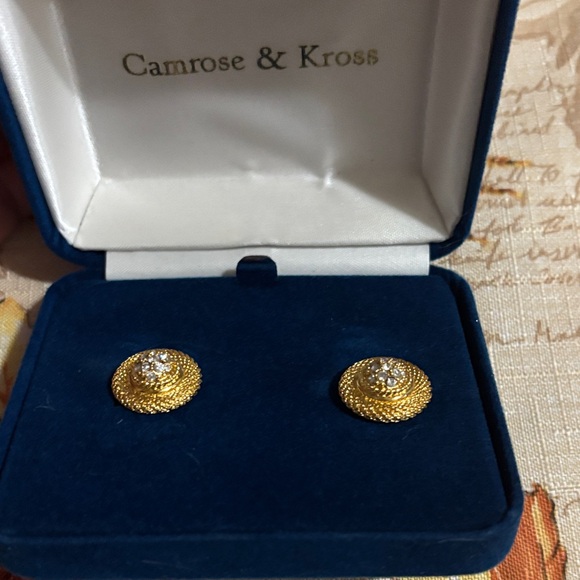 Camrose & Kross Clip On Gold Earrings With Crystals